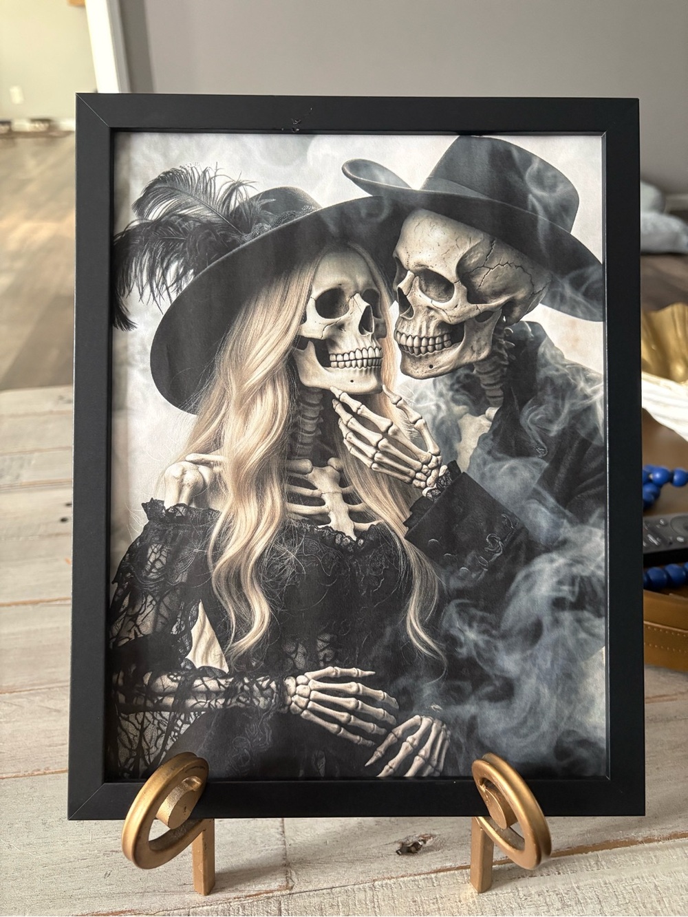 Romantic Skeleton Couple Framed 8x10 Art Print